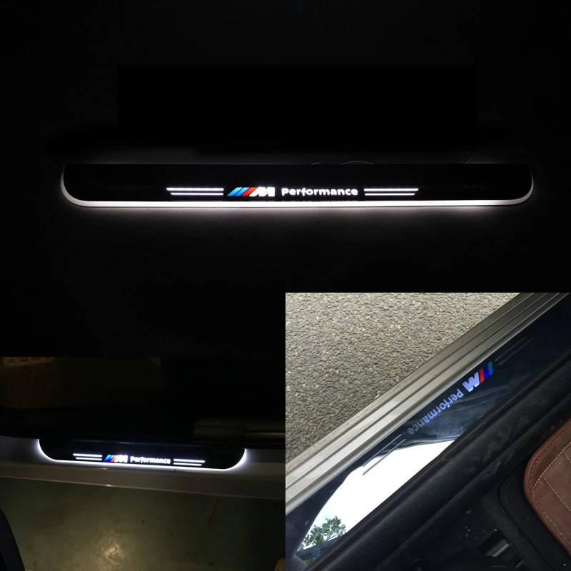 

2Pcs Acrylic LED Moving Door Scuff Step Plate Sill Cover Trim Panel for BMW 5 Series F10 2010-2014 White