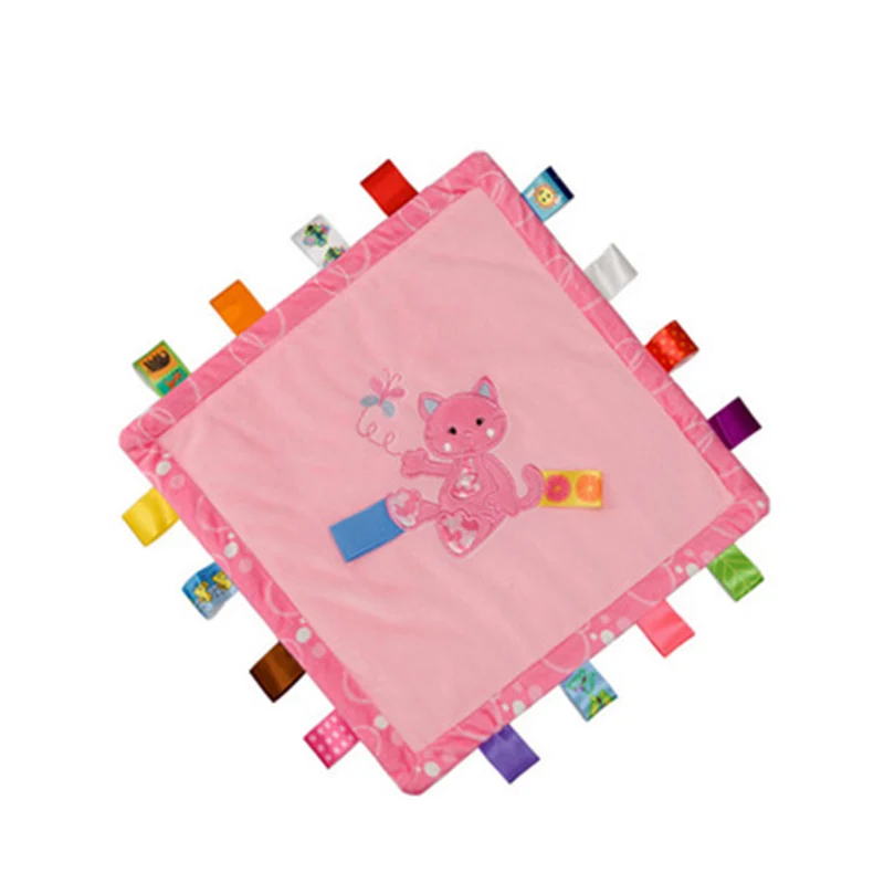 Детское мягкое квадратное плюшевое комфортное одеяло этикетка аппетитное полотенце таги многофункциональные игрушки 28 см для детей - Цвет: 3