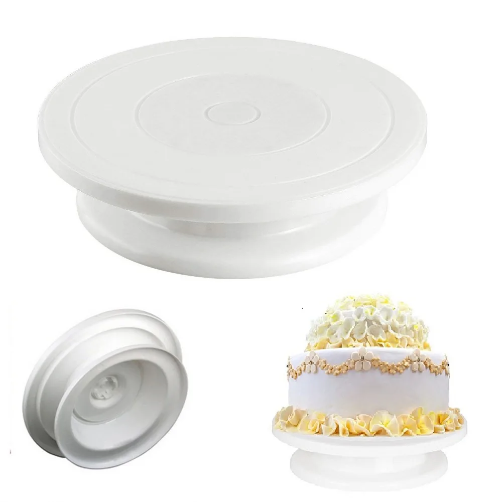 

Plastic Cake Turntable Rotating Anti-skid Cake Decorating Turntable Cake Rotary Table Round Cake Stand Kitchen Baking Tools 28cm