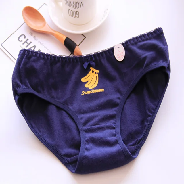 HUI GUAN Fruit Banana Patterned Cartoon Underwear Women Soft Cute