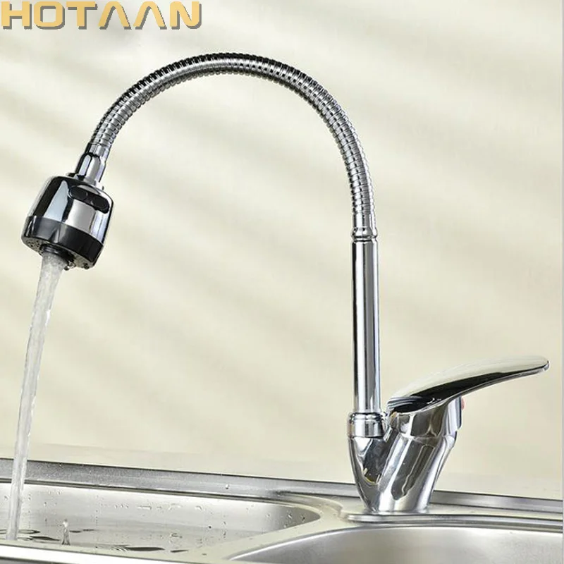 Misturador de Cozinha. Solid Brass Cold And Hot Kitchen Tap Single Hole Water Tap Kitchen Faucet Torneira Cozinha Yt6002