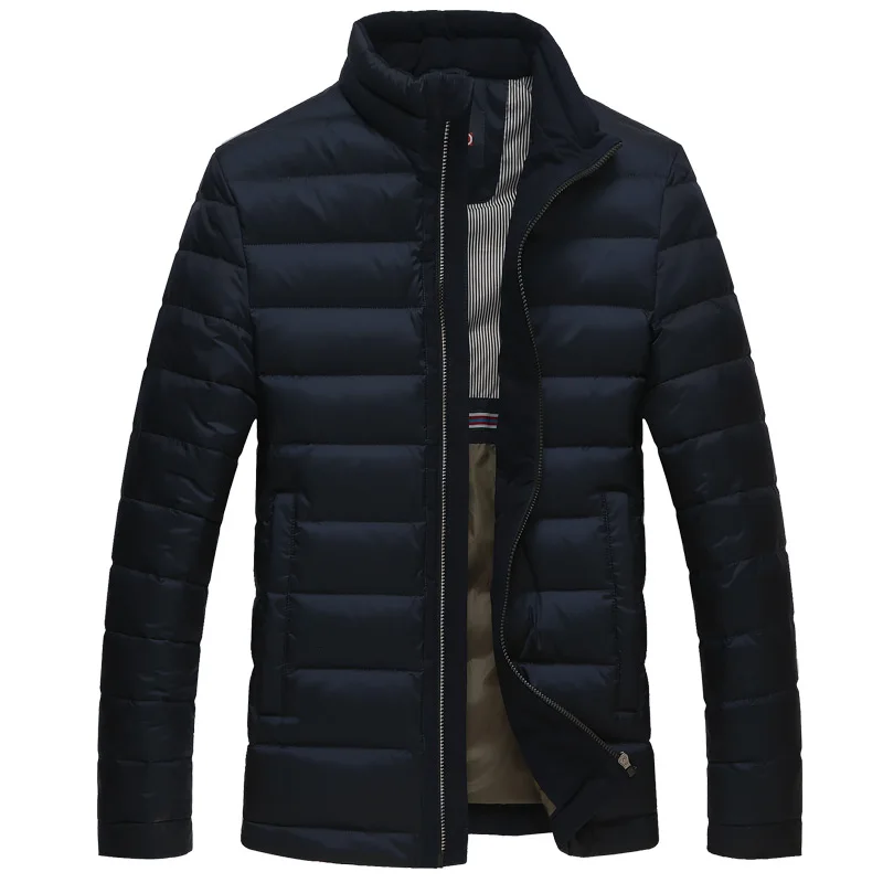 Мужская зимняя куртка на утином пуху, тонкий теплый пуховик, ультра тонкая пуховая одежда для мужчин, мужская Новинка 5608 - Цвет: Тёмно-синий