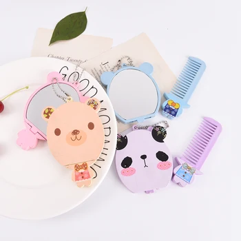 

1 Pcs Cute Mini Pocket Makeup Mirror Cartoon Animal Big Face Small Mirror Portable Makeup Mirror Comb for women