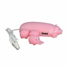 USB 2.0 HUB Cartoon Cute Pig External 3 Port USB Charger Data Cable With Indicator Light For Laptop Computer PC Charging Adapter