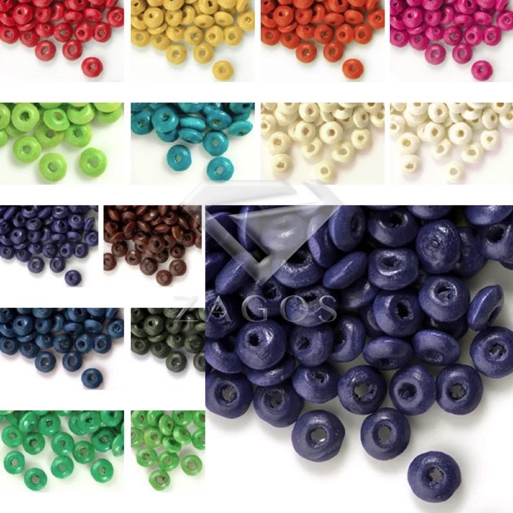 

30g Approx 700Pcs Wood 3x6mm Rondelle Dyed Beads Fit Bracelet Necklace Wholesale WB0033-0073 21 Color Choose