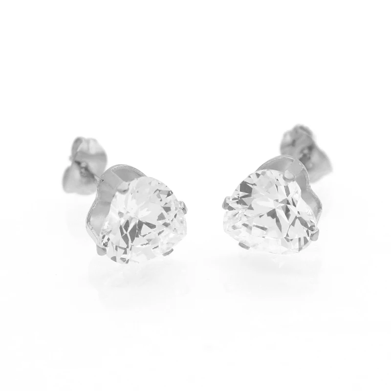 Женские серьги гвоздики в форме сердца с фианитом|heart stud earrings|stud earringsstud earrings for women