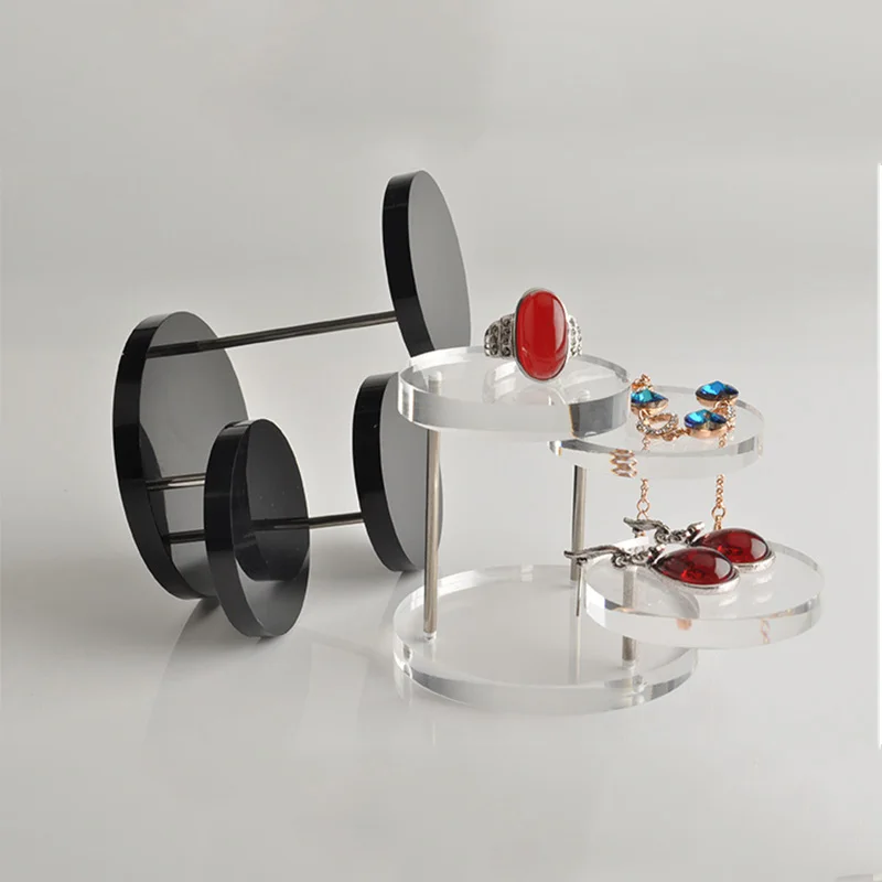 New Jewelry Organizer Jewelry Display Stand Clear 3 Tray Acrylic Earring Bracelet Necklace Display Stand Shelf KQS8