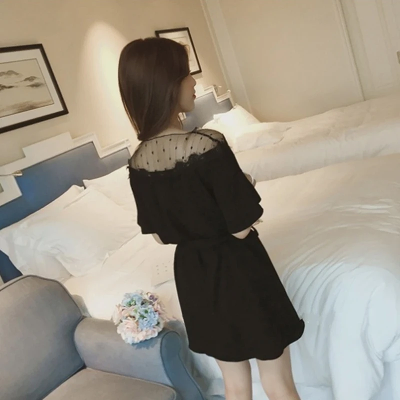 Сшитое кружевное платье с коротким рукавом хит продаж 2019 летнее Модное Новое