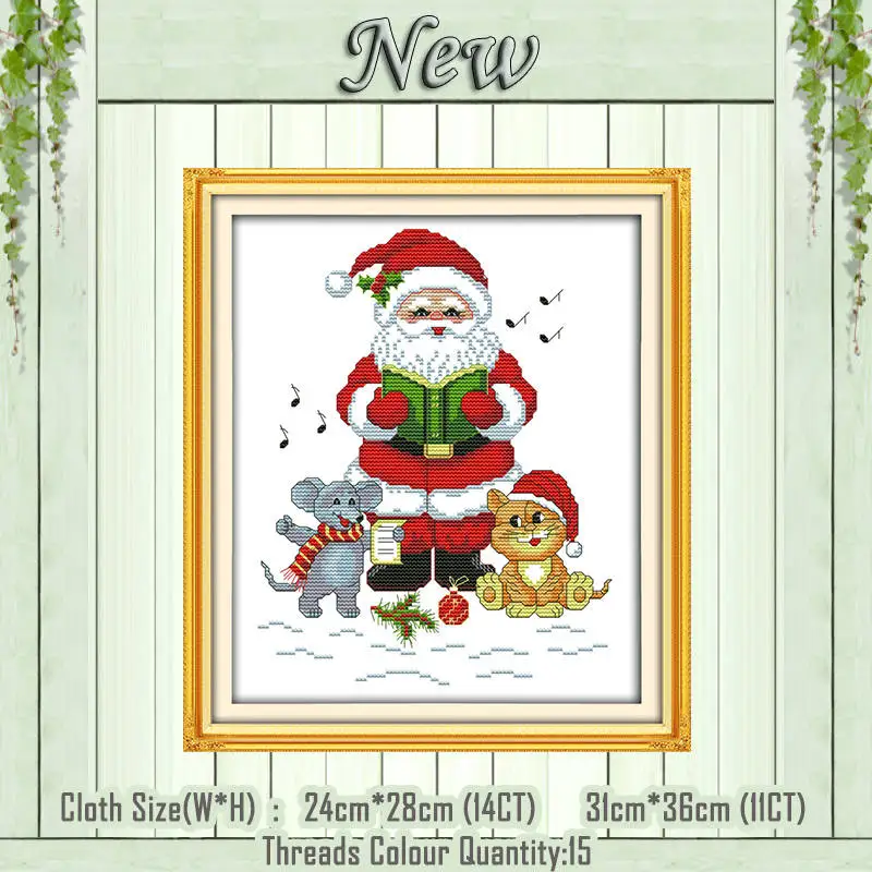Санта Клаус С Рождеством DIY картина Счетный напечатанный на холсте DMC 11CT 14CT наборы вышивки крестиком набор для шитья - Цвет: Santa Claus C