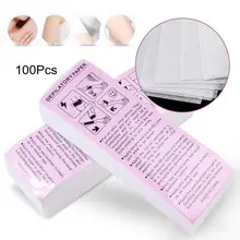 100 шт./компл. депиляции Восковая полоска Бумага уход за кожей лица шейки матки удаление волос с помощью воска Бумага нетканый материал для удаления эпилятор, для красоты Инструменты WA01