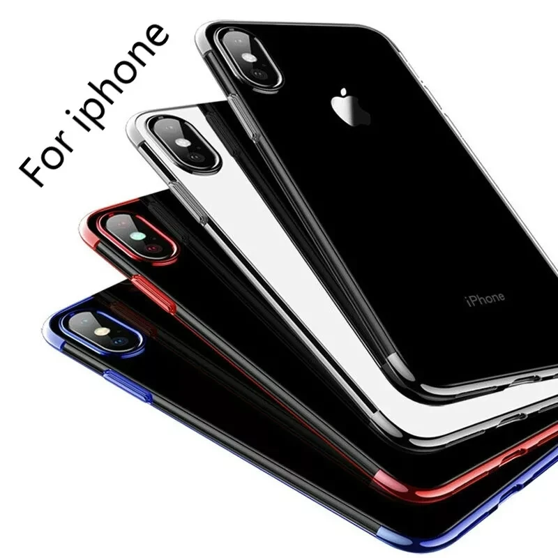 

For iphone 6 7 8 Plus Mobile phone Cover Luxury plating TPU Soft Shell For iphone 6 7 8 X XS 10Transparent Protective sleeve