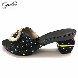 Capputine/Новая Летняя женская обувь со стразами для свадебной вечеринки, итальянский стиль, вечерние каблук 7 см для, размер 37-43