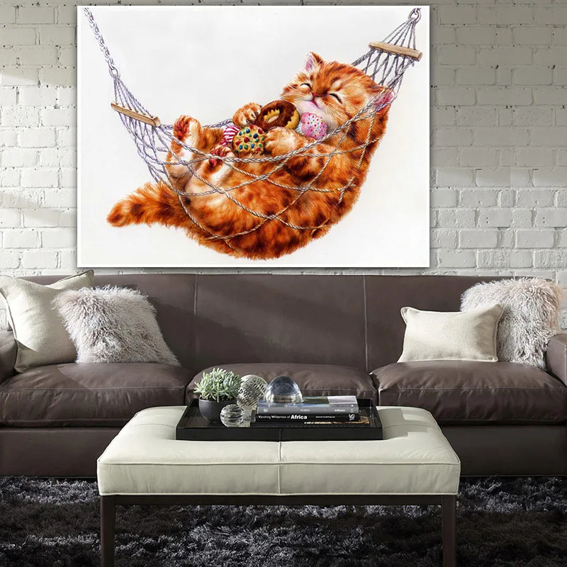 Алмазная картина Meian Animal 5D DIY алмазная ленивого кота полная круглая вышивка