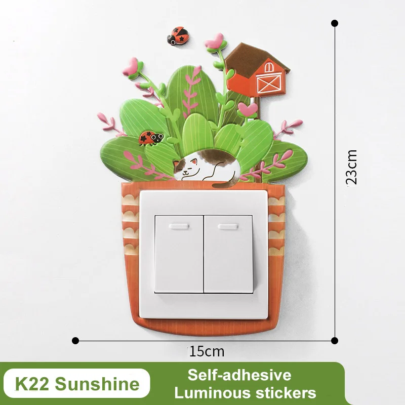 1 шт мультфильм стикер для выключателя с изображением животного украшения спальни стикер стены водонепроницаемый переключатель Крышка домашний декор - Цвет: K22 sunshine