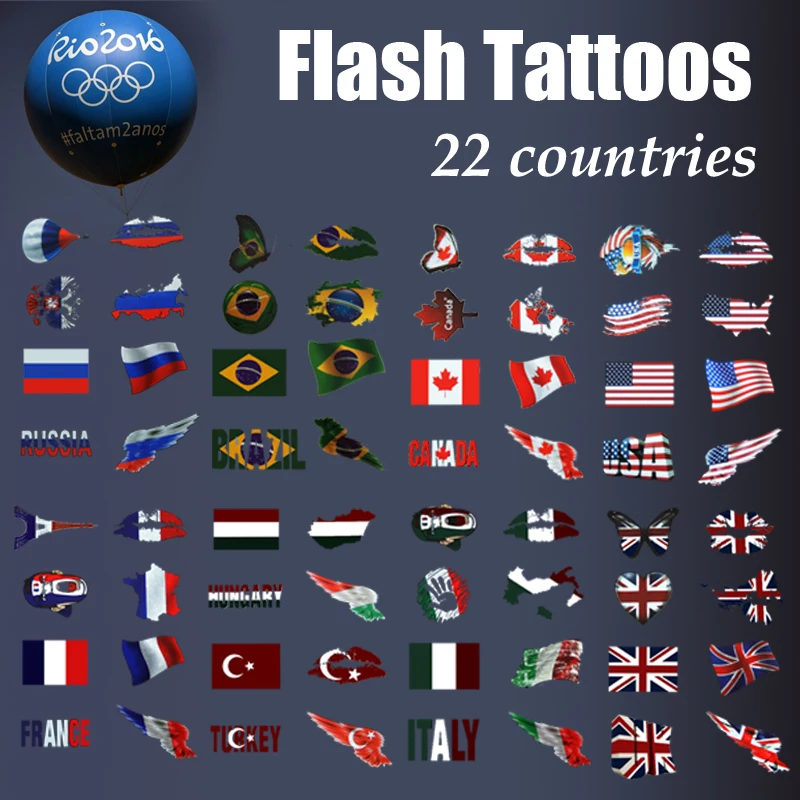

YiTing Football tattoo World Cup country fans temporary flag tattoo stickers Olympic football basketball fans sticker tattoo