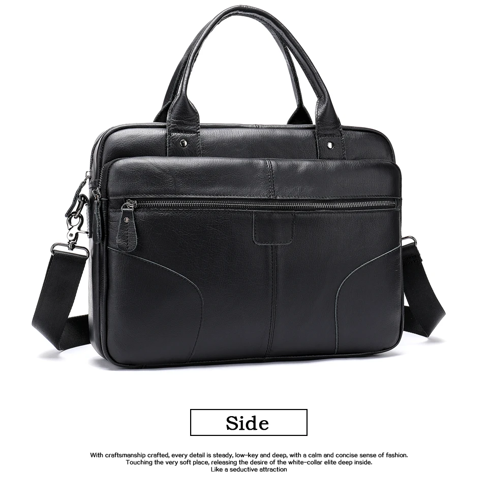 Men's Briefcase Genuine Leather Laptop Bag for Men Computer Bags Male Large Capacity Messenger Men Shoulder Handbags 13