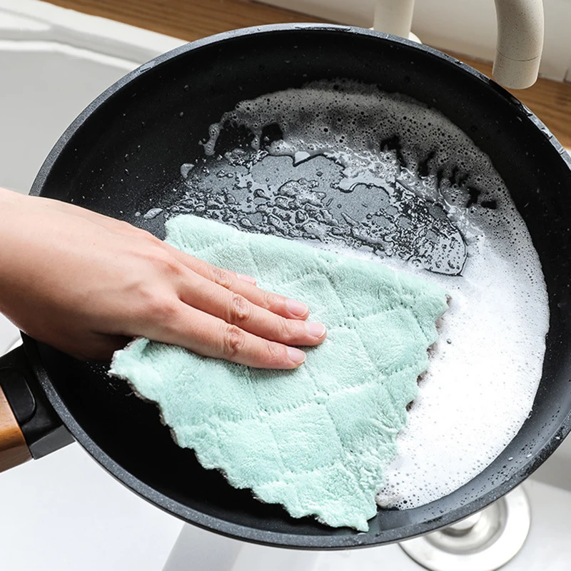 

1Pcs Double Color Surface Super Absorbent Microfiber Dish Cloth Used For Kitchen Things Cleaning Multiple Color Combinations Rag