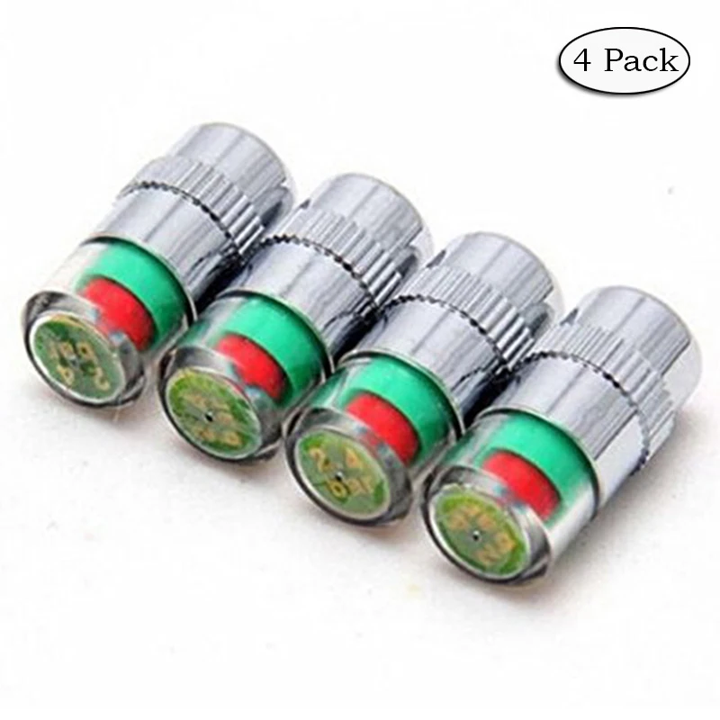 

4 Pack Car Auto Tire Valve Cup 36 PSI 2.4 Bar Car Tire Pressure Monitoring Valve Cap Sensor Indicator 3 Color Eye Alert DB017