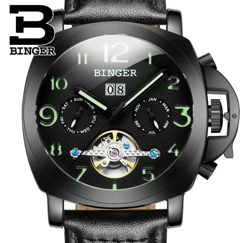 2017 Switzerland luxury men s watch BINGER brand Mechanical Wristwatches multifunctional military Stop clock B1169 4