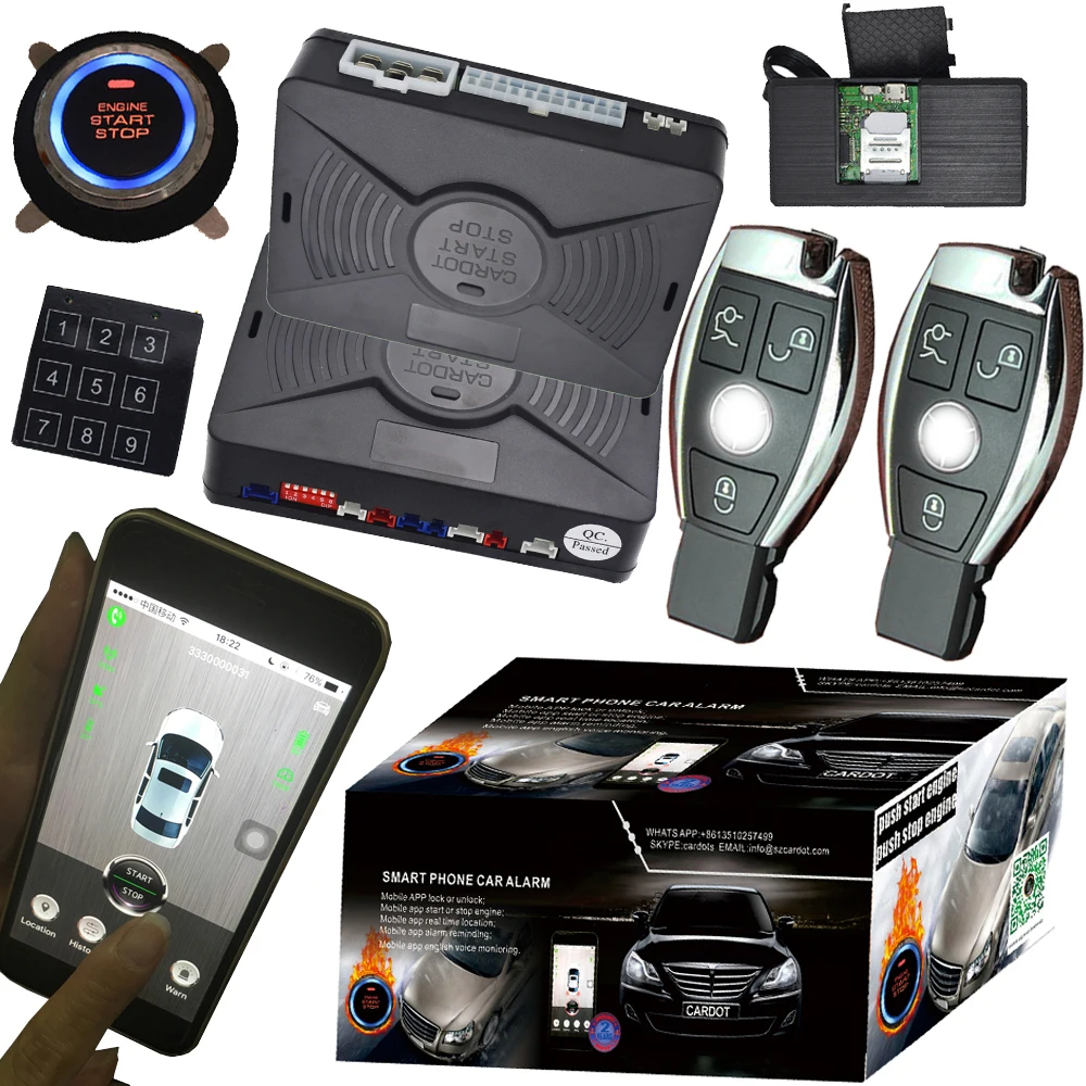 

Mobile gps Car Security System anti hijacking and anti jammer smart keyless auto start stop button gps online real time tracking