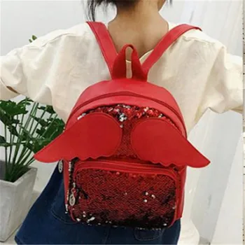 

Women Girls' Sequins Backpack New Glitter Bling Soild Color Zippers School Bag Children Fashion Traveing Mini Rucksack Hot Sale