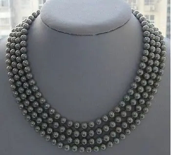 

beautiful Natural 9-10 AAA gray south sea pearl necklace 65 inch yellow plated clasp earring