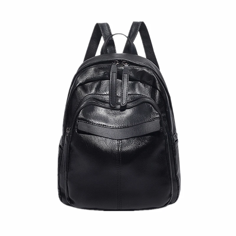 2018 New Designer Black Women Backpack For Teens Girls Preppy Style School Bag Casual PU Leather