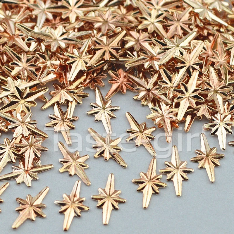 

500PCS champagne gold matel Rhinestones For 3D Nail Art Tips Decoration beauty Styling Accessories Tools Cross Star design