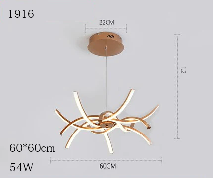 Золотой современный светодиодный подвесной светильник для гостиной, спальни, ресторана, кухни, подвесной светильник, подвесной светильник, освещение в помещении - Цвет корпуса: 1919-60CM