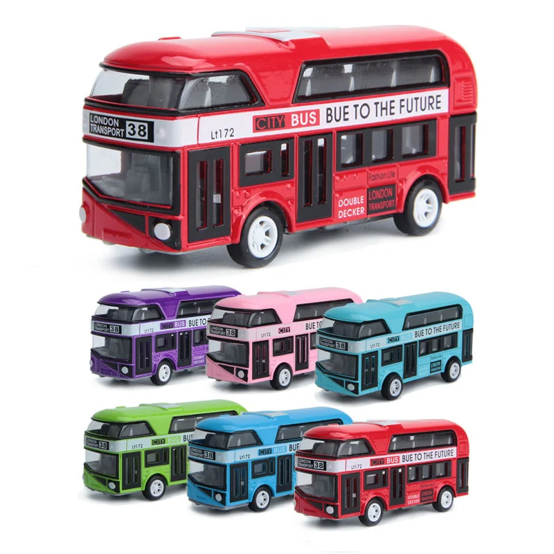 

1PC Alloy Car Toy Model Pull Back 1:43 Simulation London Double-decker Bus Children's Birthday Gifts Random Color