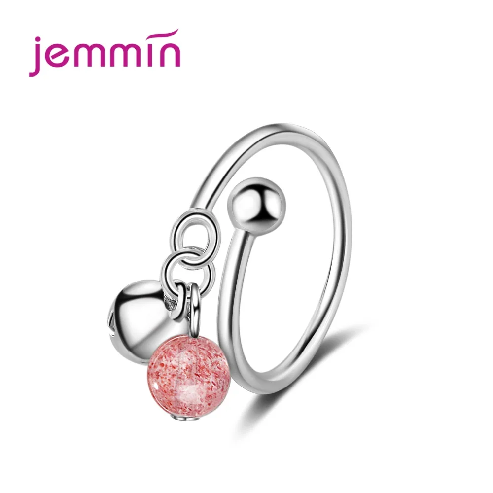 

New Adjustable 925 Sterling Silver Strawberry Crystal Ring For Women Love Jewelry Girls Trendy Fashion Party Finger Rings