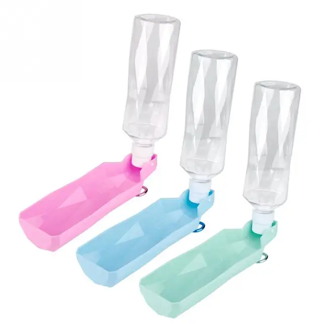 500ML Portable Water Bottle Feeder Pet Dog Doggy Outdoor Travel Water Bottle with Bowl Holder Drinking Feeding Tools 2