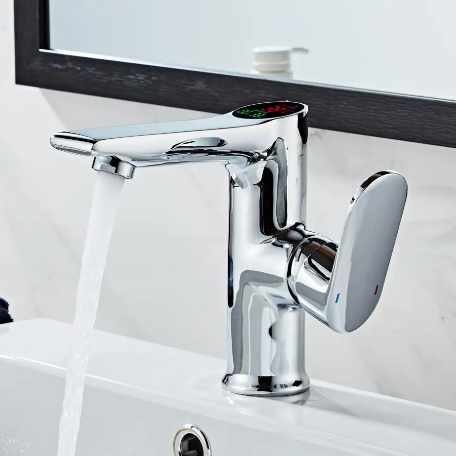  BAKALA Bathroom LED Digital basin Faucet Water Power Basin Mixer Brass Chrome plated temperate disp - 32903087302