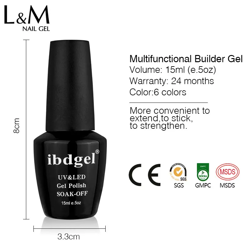 

1 Pcs ibdgel Nail Builder Gel 15ml Finger Extension Crystal Multi-functional Builder Gel UV LED Nail Gel Polish