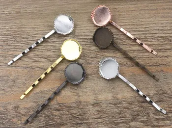 

Glass Cabochon Hairpins Base 12mm 15mm 20mm 25mm Round Crown Bezel Hair Pin Settings DIY Hair Jewelry Accessories Mixed colors