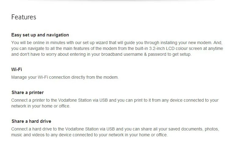 Vodafone станция 2 HG1500 ADSL/VDSL/волоконно-оптический модем/маршрутизатор SIP VoIP+ DLNA+ USB для принтера