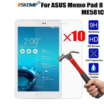 

XSKEMP 10Pcs/Lot 9H Real Tempered Glass Screen Protector For ASUS Memo Pad 8 ME581C Tablet Protective Glass Film Premium 0.3mm