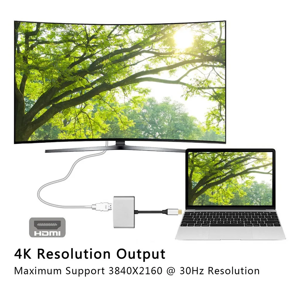 USB C концентратор HDMI адаптер для Xiaomi MacBook Pro/воздуха Thunderbolt 3 2 Порты и разъёмы type c 4 K 0