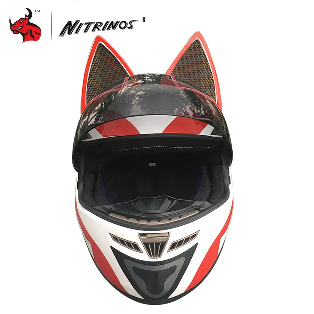 NITRINOS мотоциклетный шлем женская личность мотошлем черный шлем полный уход за кожей лица Moto шлем модный мотоциклетный шлем - Цвет: 319 Gray Red
