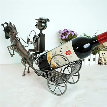 

Kitchen Accessories Metal Carriage Wine Rack Iron Wine Holder Figurines Wine Holder Craft Bar Pub Decoration Handwork Articles