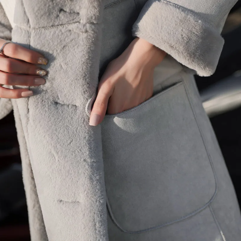 Wmwmnu new fashion women jackets casual loose suede lether Thicken high thermal women long coat plus size winter pink coats 349a