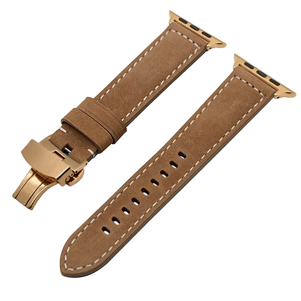 Итальянский ремешок из натуральной кожи для iWatch Apple Watch 38 мм 40 мм 42 мм 44 мм серия 5 4 3 2 1 ремешок стальной ремешок с бабочкой и пряжкой