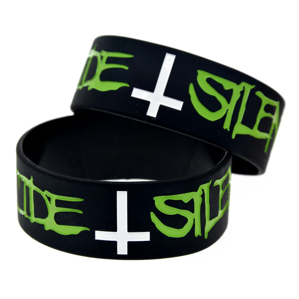 

1PC 1 Inch Wide Debossed Suicide Silence Silicone Bracelet