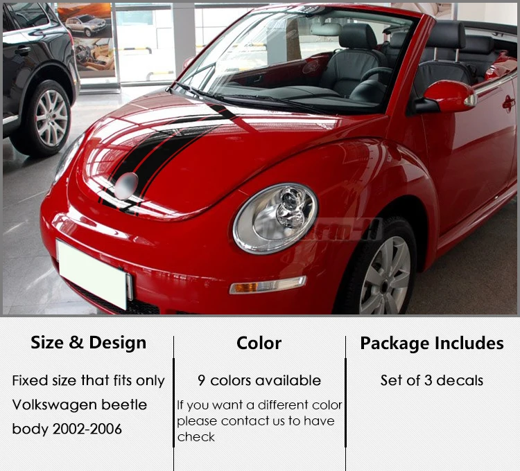 Автостайлинг кузова набор полосок для Volkswagen Beetle 2002-2006 капот крыша задний багажник Полосы Виниловые наклейки аксессуары