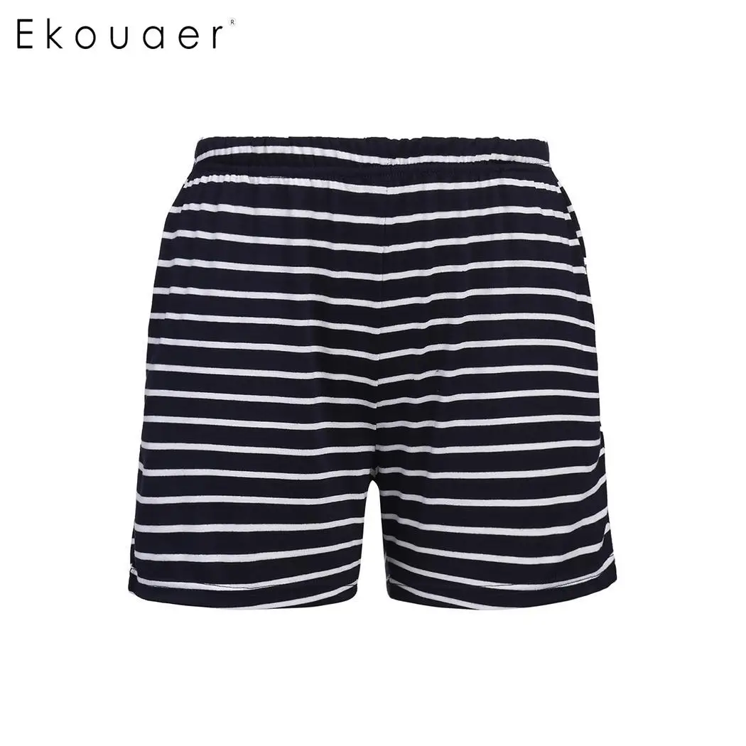 Ekouaer женские штаны для сна мягкая одежда для сна летние резинка на талии полосатые свободные шорты пижамы женский домашний костюм короткие штаны s-xxl