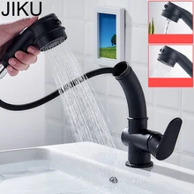 JIKU Kitchen Faucets Silver Single Handle Pull Out Kitchen Tap Single Hole Handle Swivel 360 Degree Water Mixer Tap Mixer Tap цена JIKU Kitchen Faucets Silver Single Handle Pull Out Kitchen Tap Single Hole Handle Swivel 360 Degree Water Mixer Tap Mixer Tap цены онлайн
