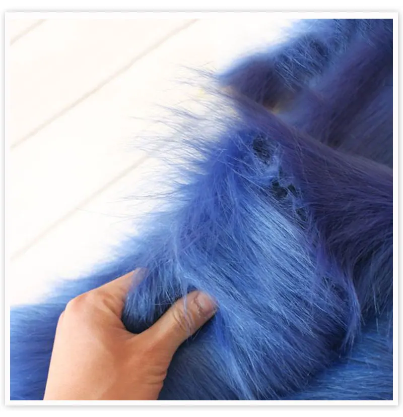 Royal blue 9cm plush faux fur fabric for winter coat vest stage cosplay decor long fur fabric tissue DIY 150*50cm 1pc SP5420