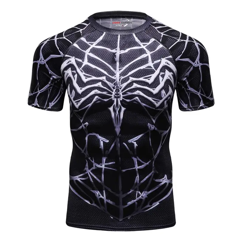 Codylundinmen ضغط t mma rashguard لياقة قاعدة طبقة الجلد ضيق الاثقال مطاطا الرجال القمصان بأكمام قصيرة