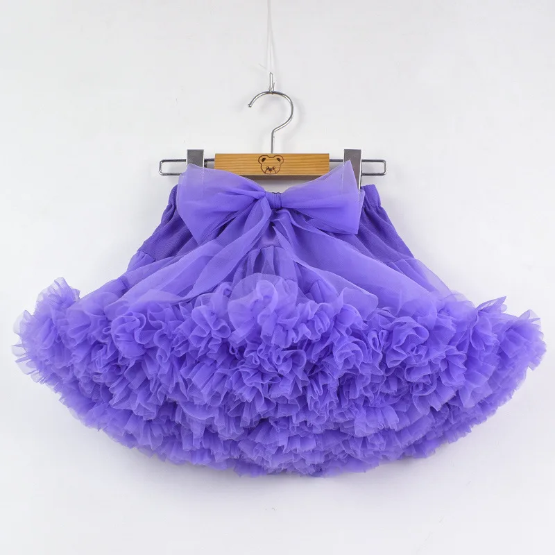 Юбка-пачка для маленьких девочек пышная детская балетная юбка-американка юбки для маленьких девочек вечерние фатиновые юбки для танцев с большим бантом для девочек, дешево - Цвет: Purple