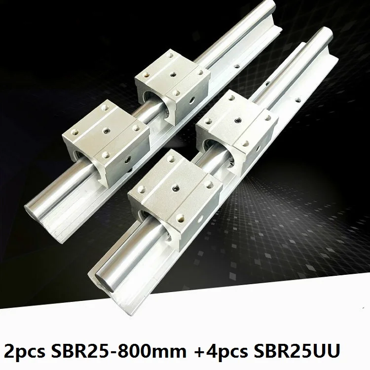 

2pcs SBR25 25mm 800mm Support Linear Guide Rail + 4pcs SBR25UU Linear Bearing Sliding blocks CNC Router Parts